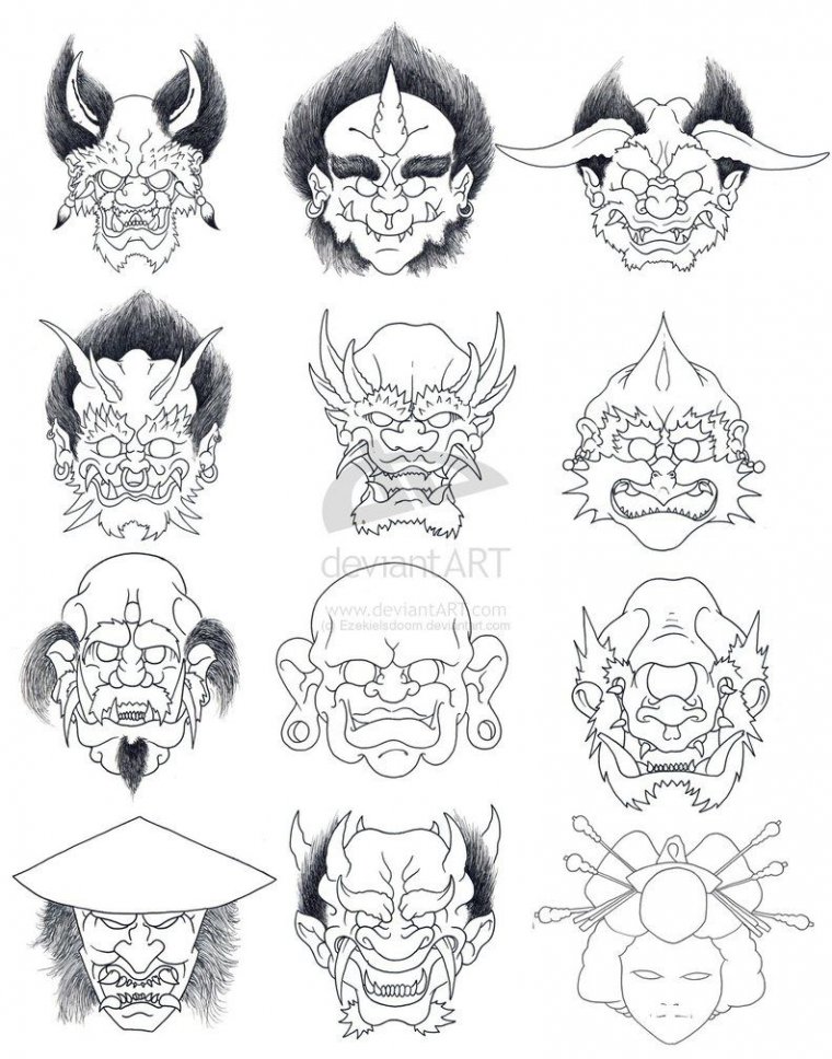 Тату эскизы японские демоны (50 фото) 14 тату