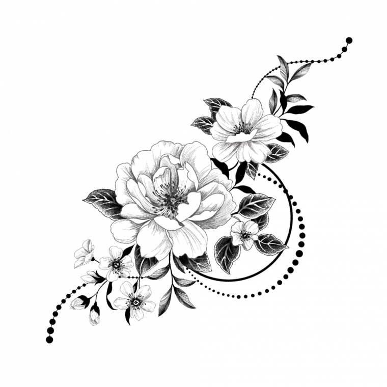Черно белые эскизы тату - цветы (49 фото) 7 тату