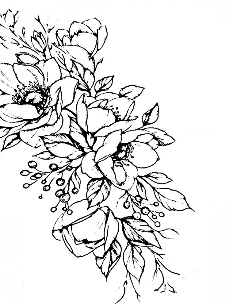 Черно белые эскизы тату - цветы (49 фото) 30 тату