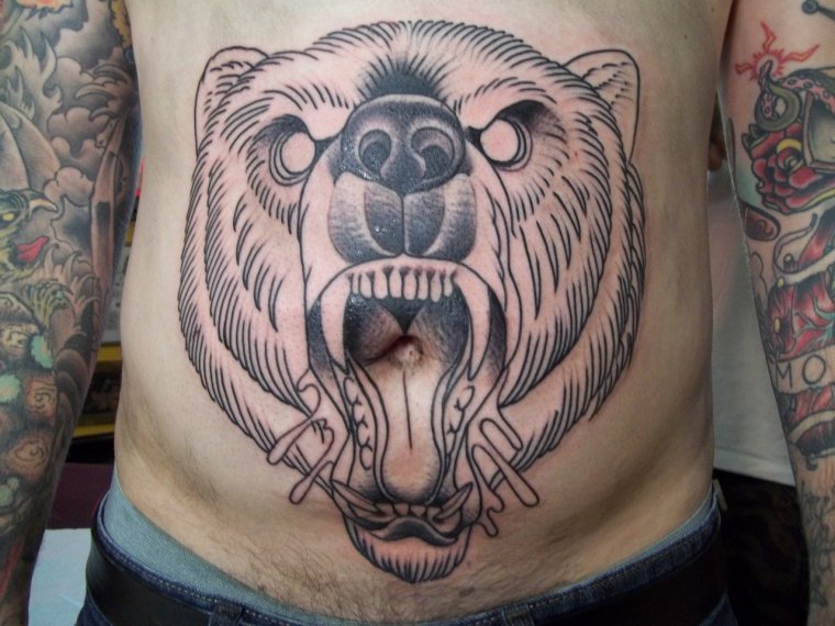 Тату "медведь" - злой медведь для татуирвоки (39 фото) 18 тату