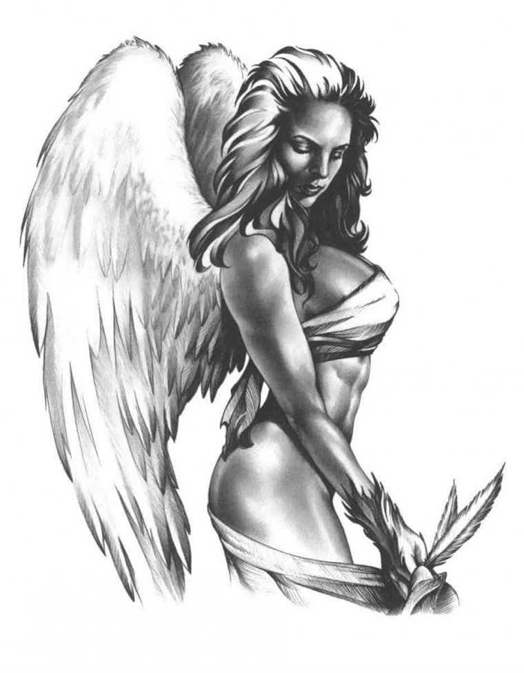 Тату "девушка ангел" - эскизы татуировок (38 фото) 30