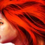 Девушка с красными волосами на рисунке 67