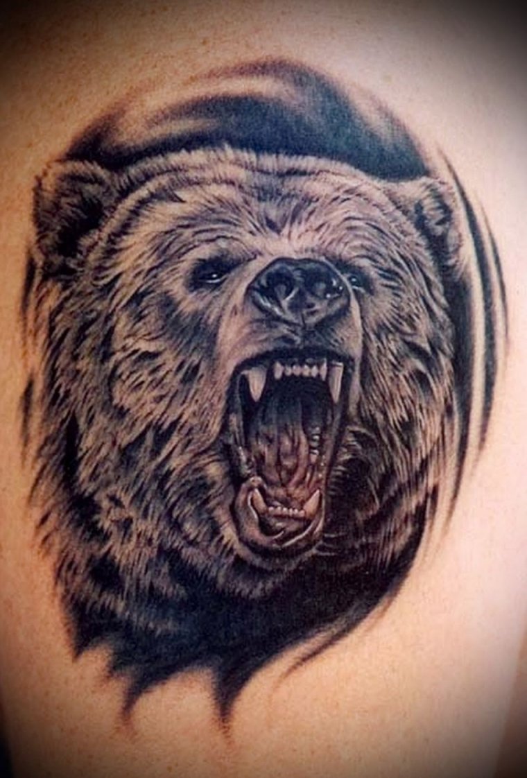 Тату "медведь" - злой медведь для татуирвоки (39 фото) 22 тату