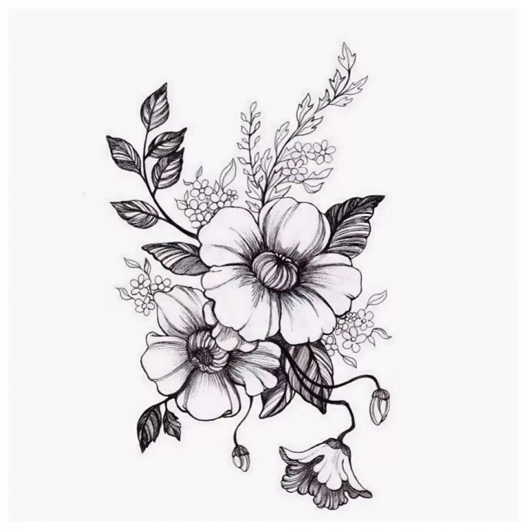 Черно белые эскизы тату - цветы (49 фото) 39 тату