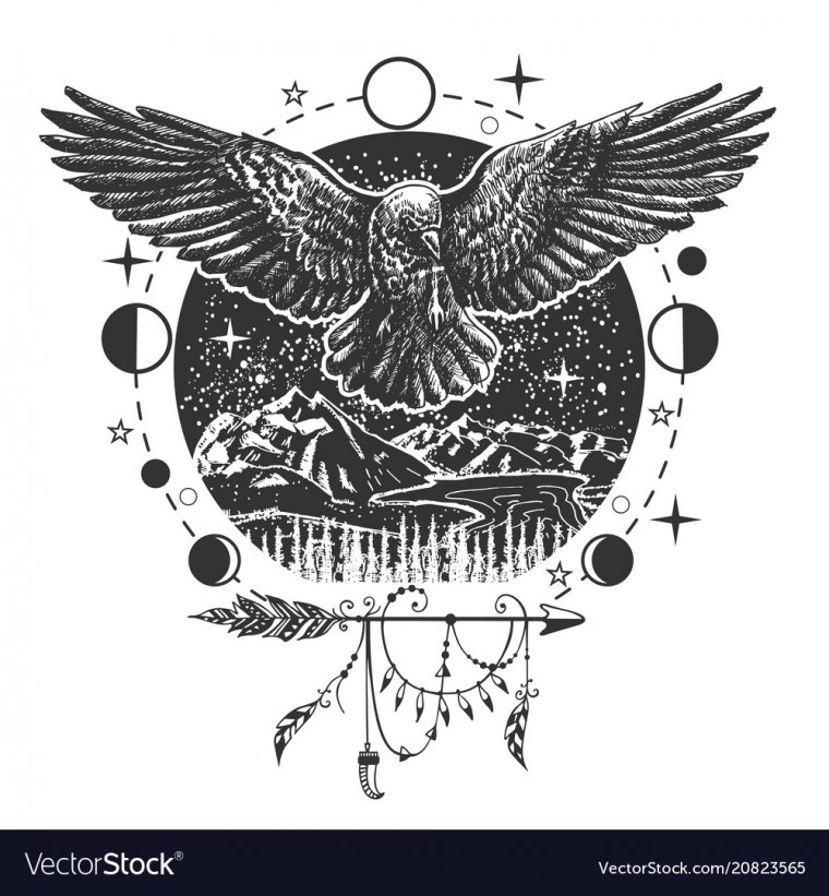 Тату чертог ворона на теле (48 фото) 5 тату