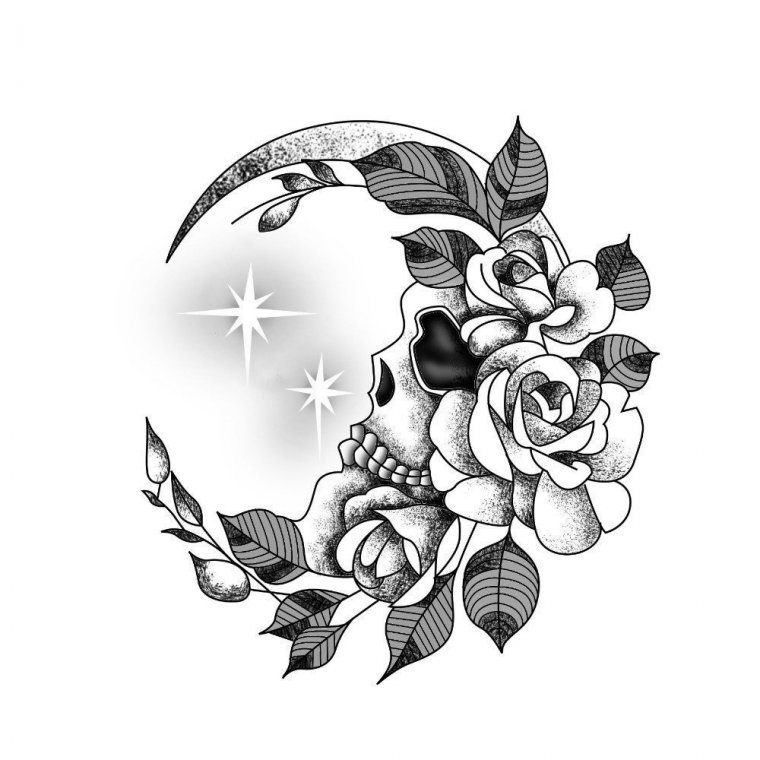 Черно белые эскизы тату - цветы (49 фото) 24 тату