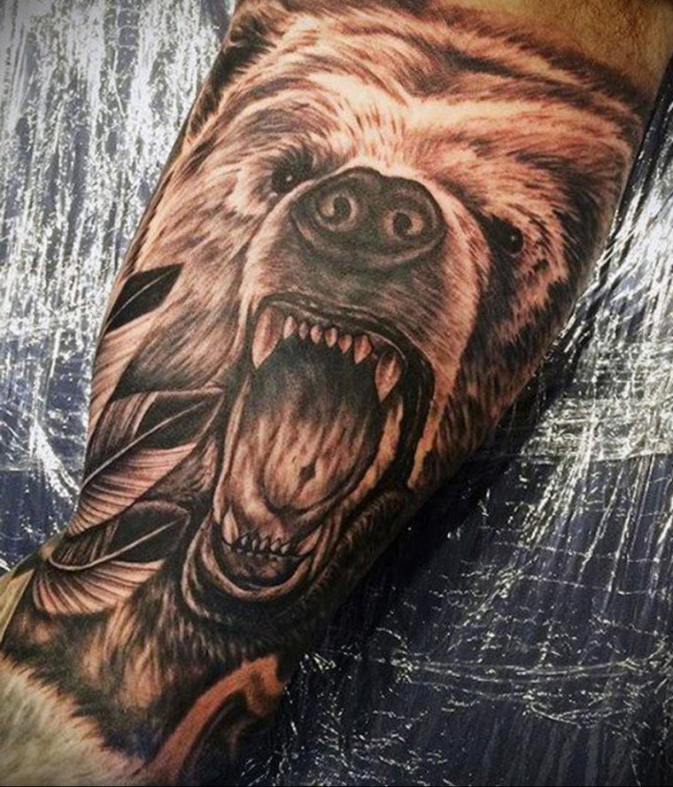 Тату "медведь" - злой медведь для татуирвоки (39 фото) 13 тату