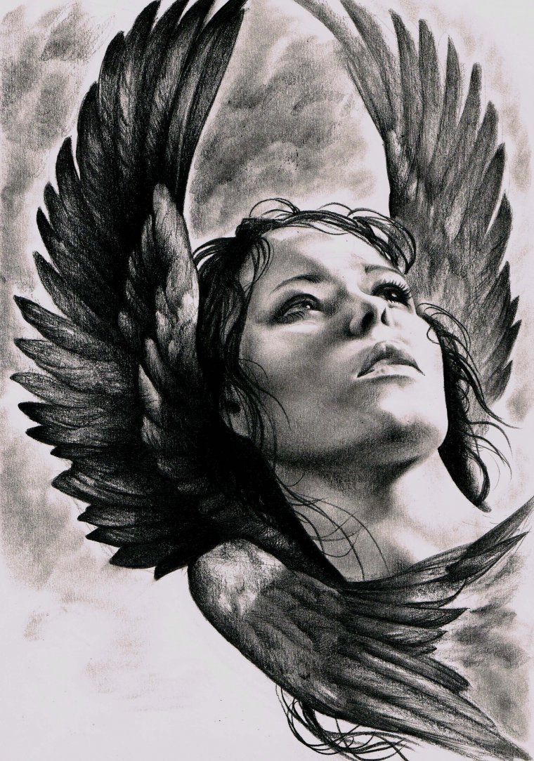 Тату "девушка ангел" - эскизы татуировок (38 фото) 13