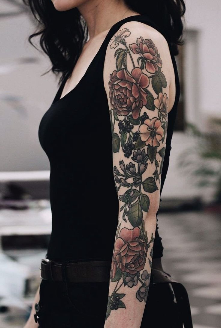 Татуировка рукав для девушек (39 фото)