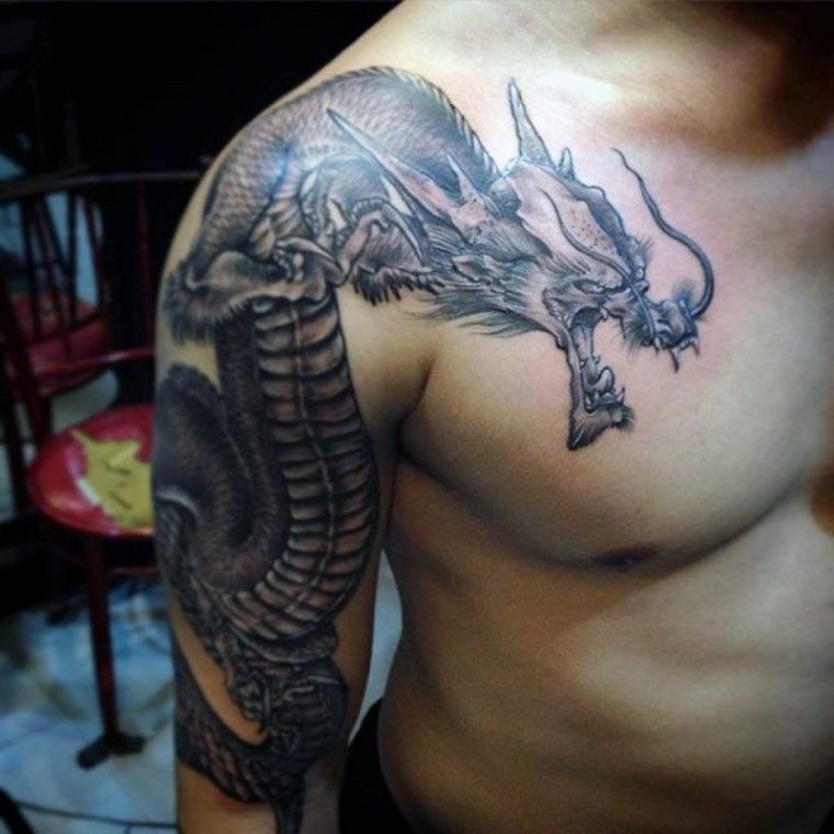 Татуировки дракона на руке мужские
