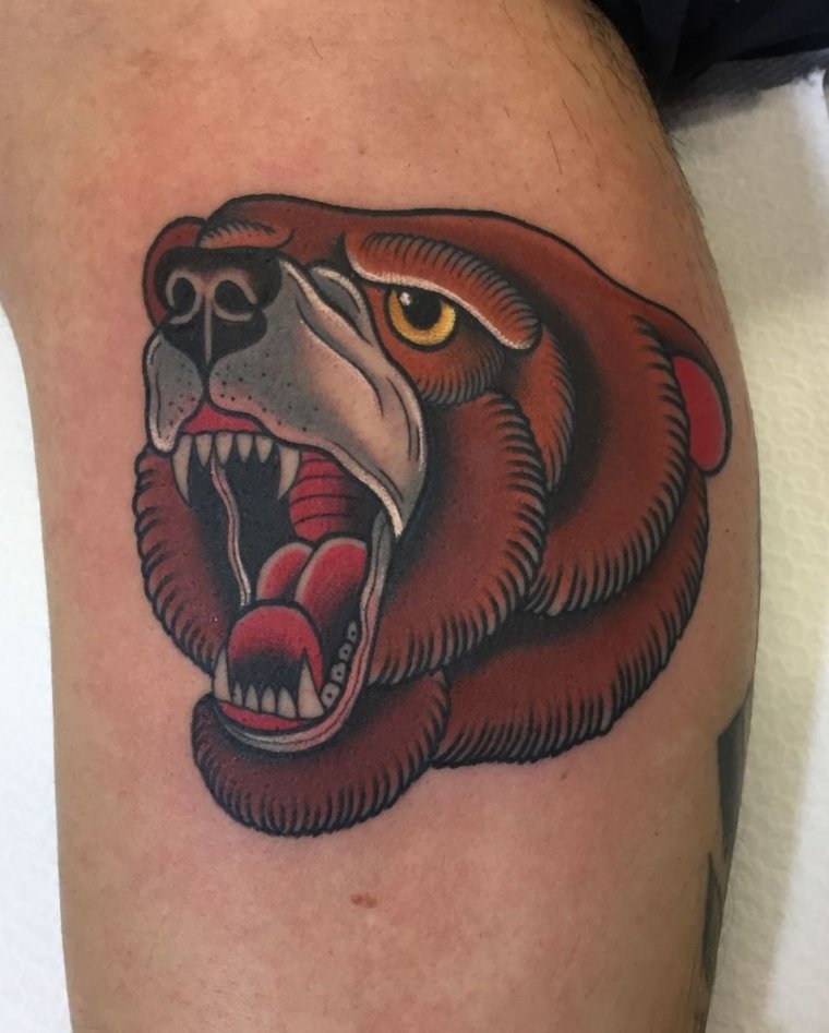 Тату "медведь" - злой медведь для татуирвоки (39 фото) 20 тату