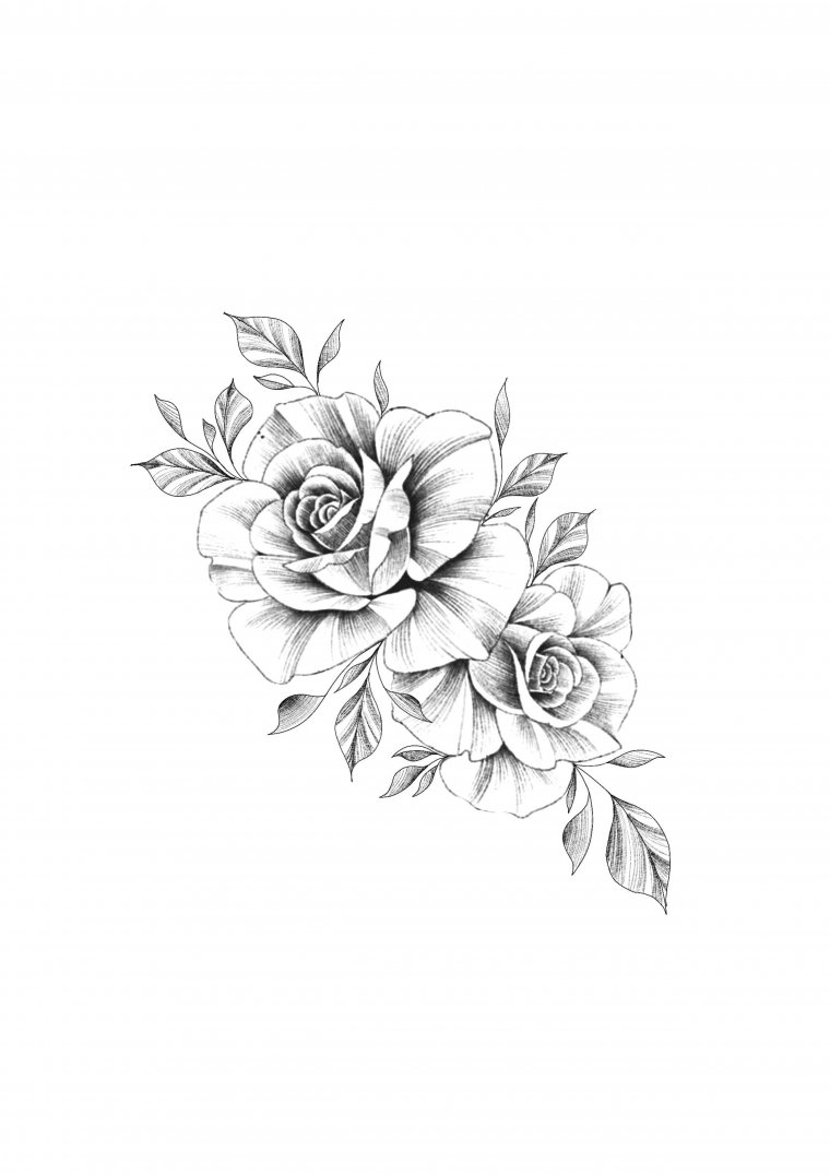 Черно белые эскизы тату - цветы (49 фото) 15 тату