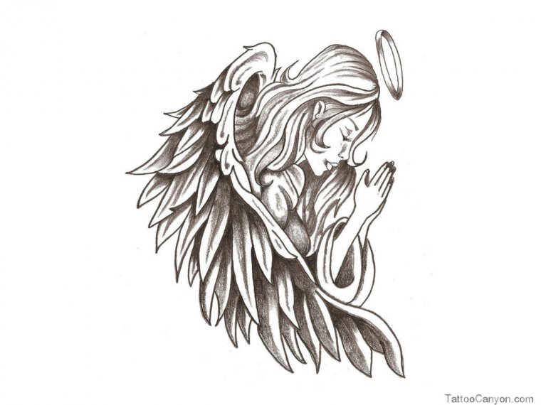 Тату "девушка ангел" - эскизы татуировок (38 фото) 23