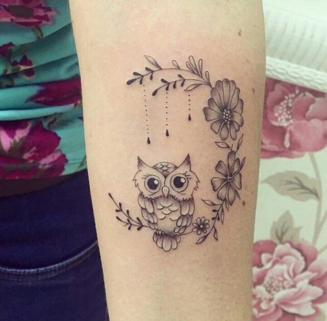 Тату сова на запястье для девушек (50 фото) 25 Мейн-кун