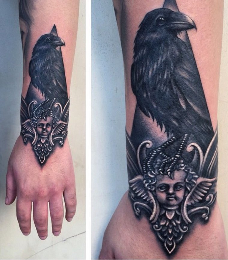 Тату чертог ворона на тілі (48 фото)