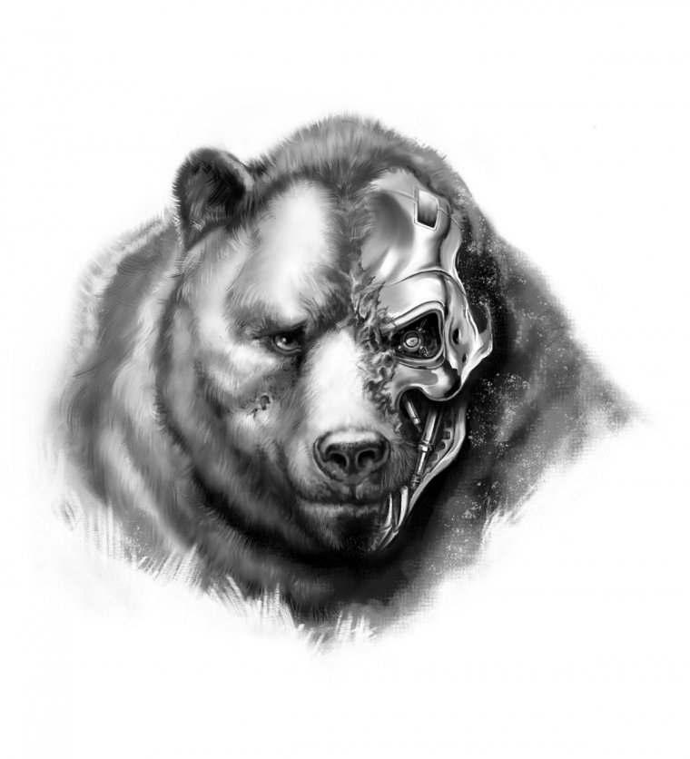 Тату "медведь" - злой медведь для татуирвоки (39 фото) 29 тату