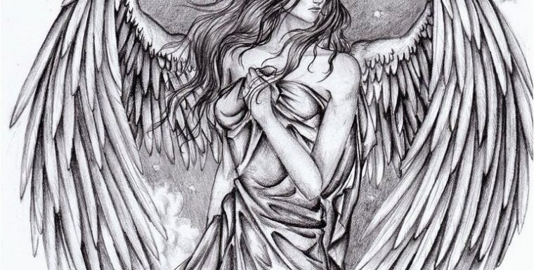 Тату «девушка ангел» — эскизы татуировок (38 фото)