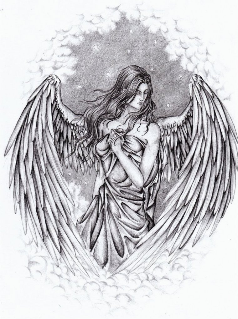 Тату "девушка ангел" - эскизы татуировок (38 фото) 33
