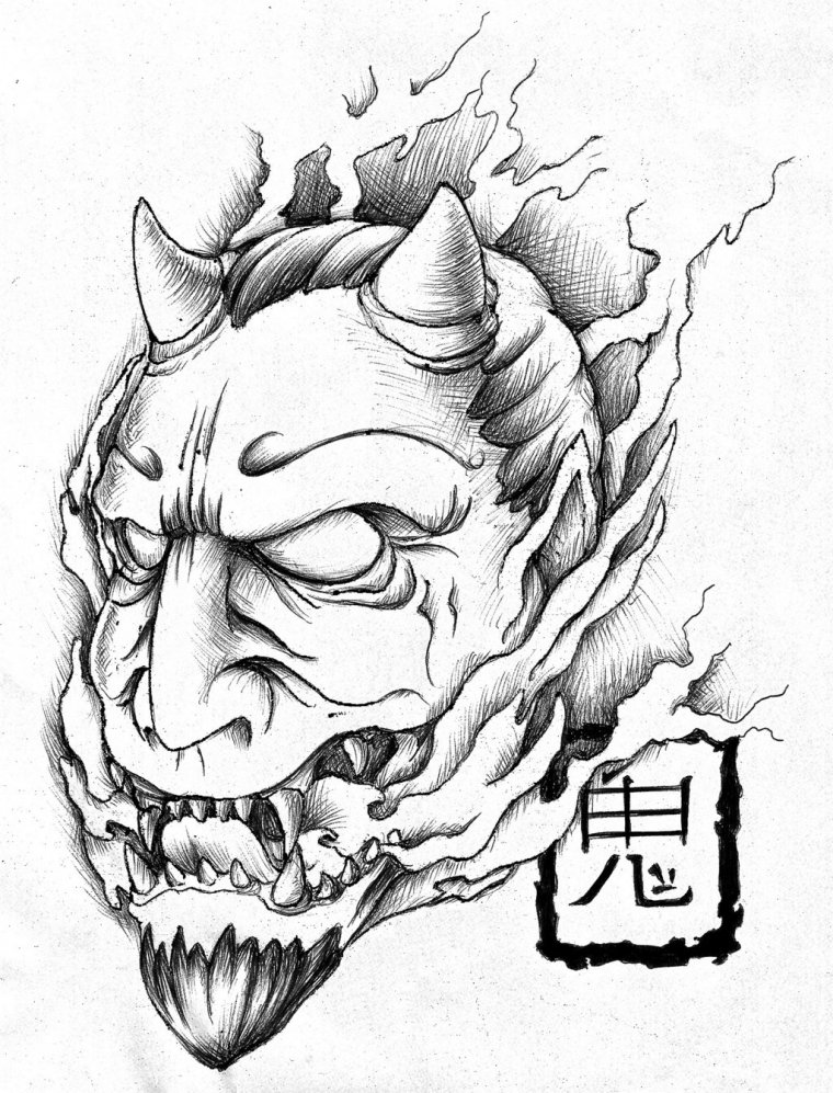 Тату эскизы японские демоны (50 фото) 13 тату