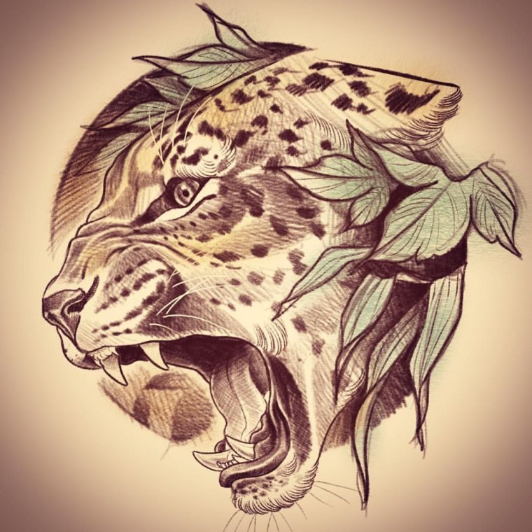 леопард тату эскиз