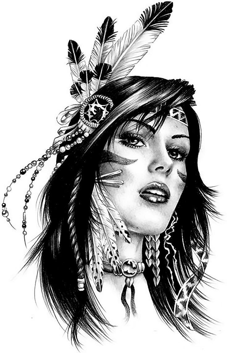 Тату эскизы на лице (48 фото) 16 Тату индейская девушка