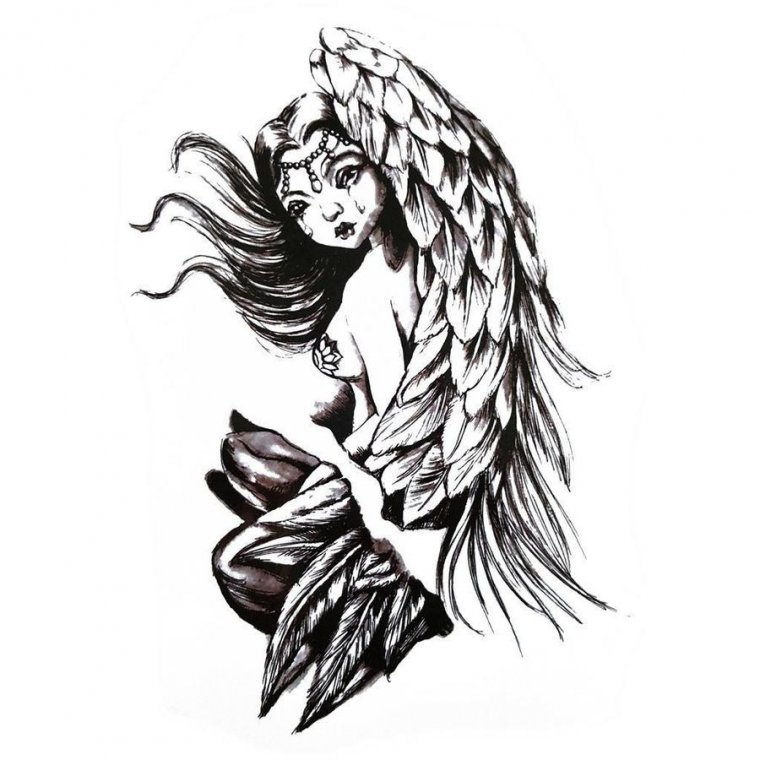 Тату "девушка ангел" - эскизы татуировок (38 фото) 35