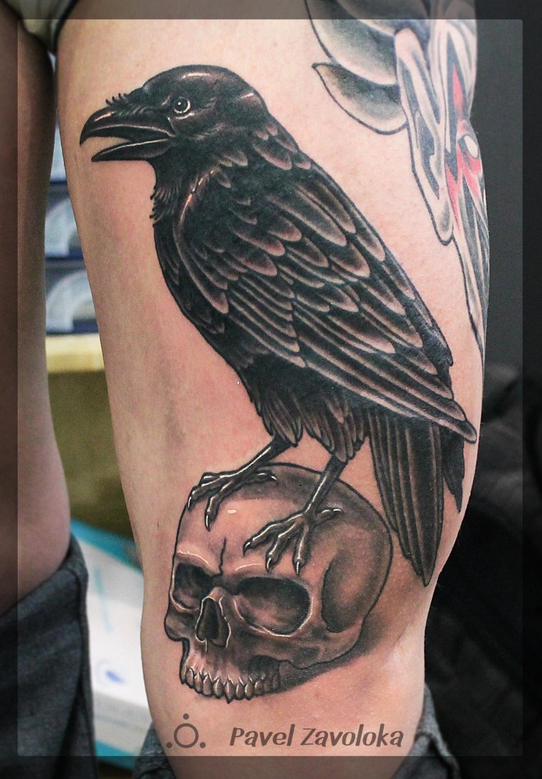 Тату чертог ворона на теле (48 фото) 25 тату