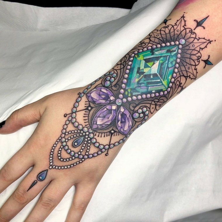 Женское тату на запястье руки