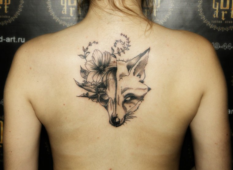 Тату лиса на спине (52 фото) 1 тату