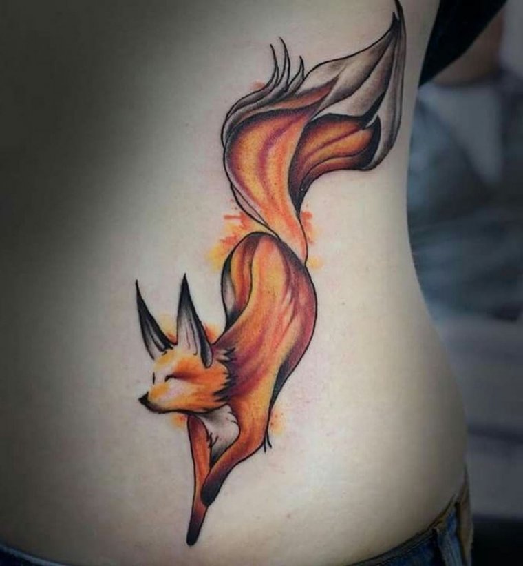 Кицунэ лисица тату