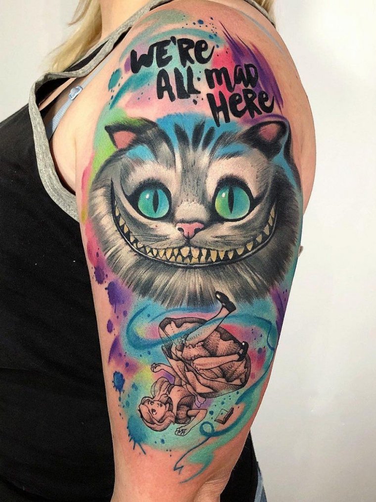 Алиса в стране чудес Чеширский кот тату