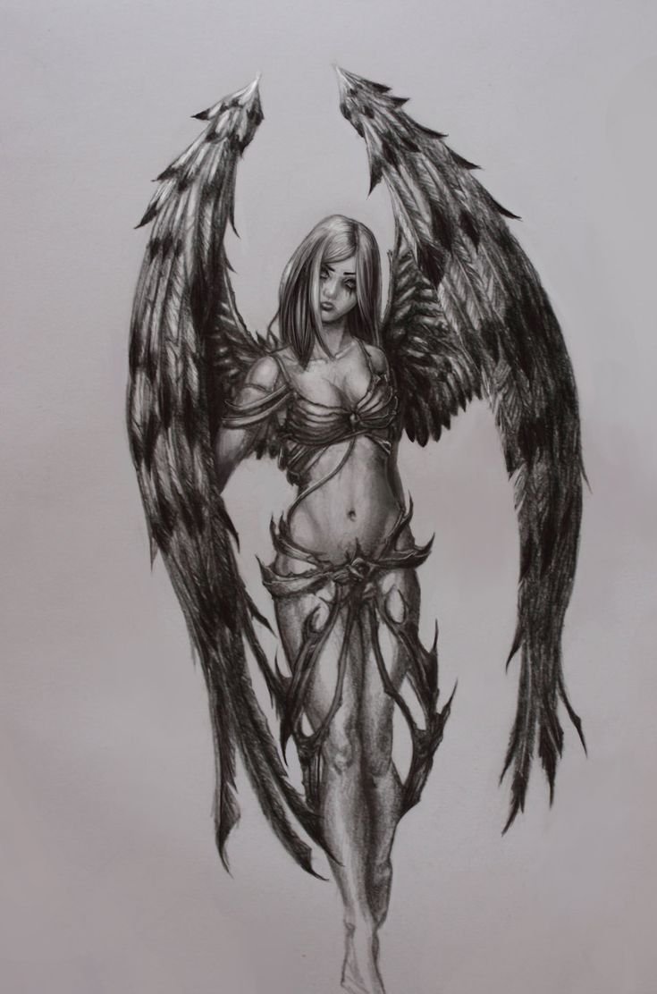 Тату "девушка ангел" - эскизы татуировок (38 фото) 22