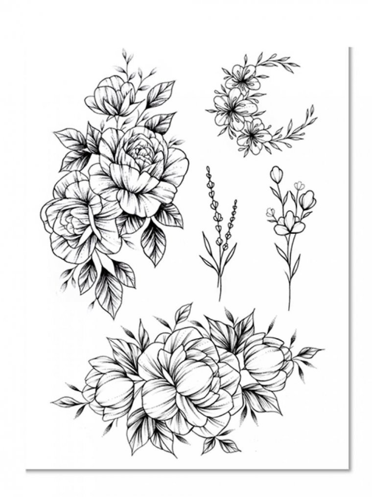 Черно белые эскизы тату - цветы (49 фото) 36 тату