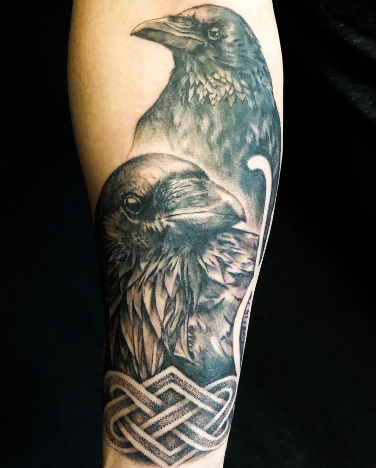 Тату чертог ворона на теле (48 фото) 40 тату
