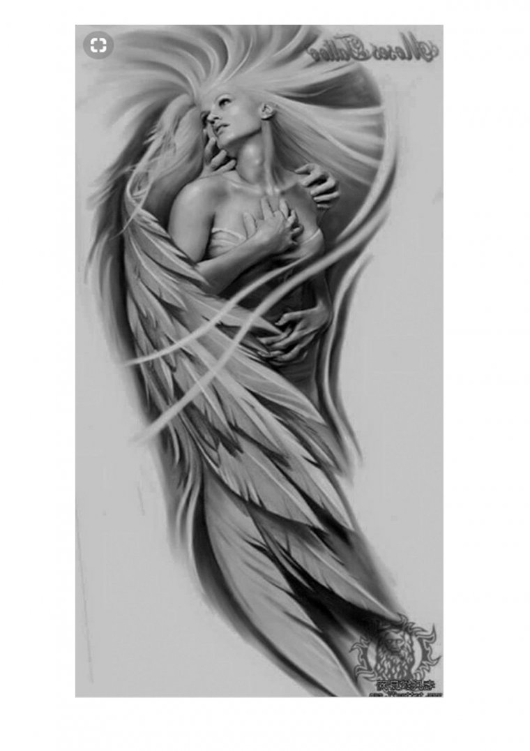 Тату "девушка ангел" - эскизы татуировок (38 фото) 31