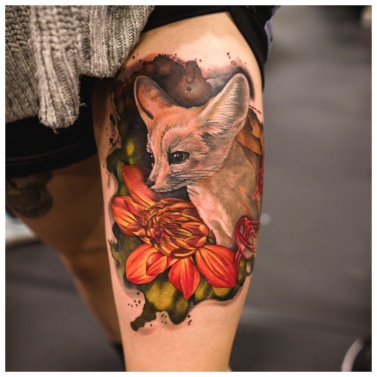 Эскиз тату лиса