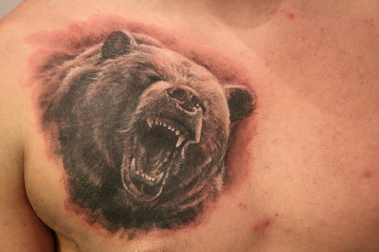 Тату "медведь" - злой медведь для татуирвоки (39 фото) 39 тату