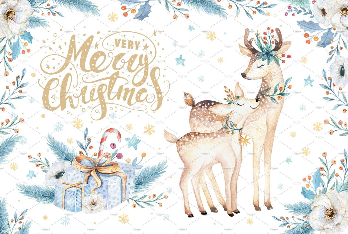 Новогодние открытки акварелью - очень нежные 13 открытки